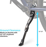 Center Mount Adjustable Height Bicycle Kickstand for Road & Mountain Bike, Fits Bikes 24-29 Inch Wheels