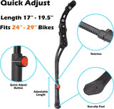 Rear Mount Bicycle Kickstand - Bike Kick Stands for Adult Mountain, Cruiser and Road Bike - Quick Adjust Height Kickstand Fits Most 24, 26, 27.5, 29 Inches Bikes