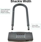 Combination 14mm Bicycle U-Lock with Mounting Bracket and Optional 4-Foot Braided Steel Security Cable