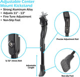 Center Mount Adjustable Height Bicycle Kickstand for Road & Mountain Bike, Fits Bikes 24-29 Inch Wheels