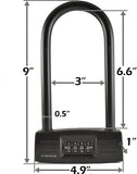 Combination 14mm Bicycle U-Lock with Mounting Bracket and Optional 4-Foot Braided Steel Security Cable