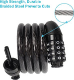 4ft Bike Locks Heavy Duty Anti Theft with Combinations - Bike Cable Lock Combination with Mounting Bracket (1 or 2 Pack)