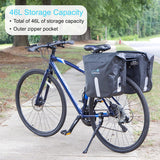 Waterproof Double Pannier Bike Bags 46L Bag Capacity for Rear Bicycle Rack, Carrying Handle, Safety Reflective Strips