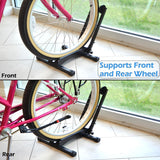 Indoor Compact Bike Stand for Garage on Floor - Bike Rack Perfect for Cruiser, Road and Kids Bike - Bicycle Stand Fits Front or Rear Wheels