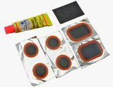 Bicycle Bike Tire Tube Repair Kit - 6 Rubber Patches + Sandpaper + Rubber Patch Cement, in Compact Portable Case (1 or Multiple Pack)