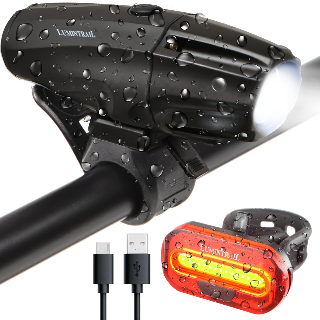 Bike Light, USB Rechargeable, Lumen Bicycle Headlight & Tail Ligh – Lumintrail
