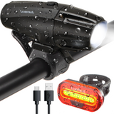 Bike Light, USB Rechargeable, 1000 Lumen Bicycle Headlight & Tail Light Set, IP44 Water Resistant, Easy Install and Quick Release