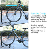 Bicycle Floor Parking Rack Stand for Mountain and Road Bike, Adjustable Fit Up To 29" Wheels with Tire Width Up To 2.25", Push-On Design, Rubber Feet For Non-Slip