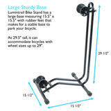 Bicycle Floor Parking Rack Stand for Mountain and Road Bike, Adjustable Fit Up To 29" Wheels with Tire Width Up To 2.25", Push-On Design, Rubber Feet For Non-Slip