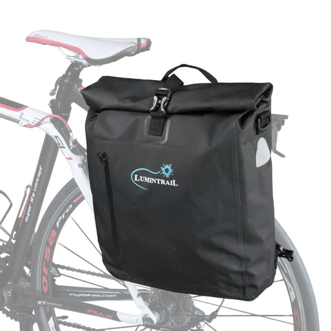 Bike Pannier Bag and Backpack Waterproof Rear Bicycle Bag Fits E-Bike, Safety Reflective Spots, Backpack Straps