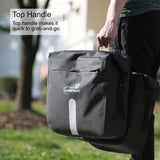 Waterproof Double Pannier Bike Bags 46L Bag Capacity for Rear Bicycle Rack, Carrying Handle, Safety Reflective Strips
