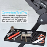 Bicycle Repair Stand with Tool Tray for Home Mechanics (Max 55 lbs), For Mountain Bikes & Road Bikes, Foldable & Portable Design