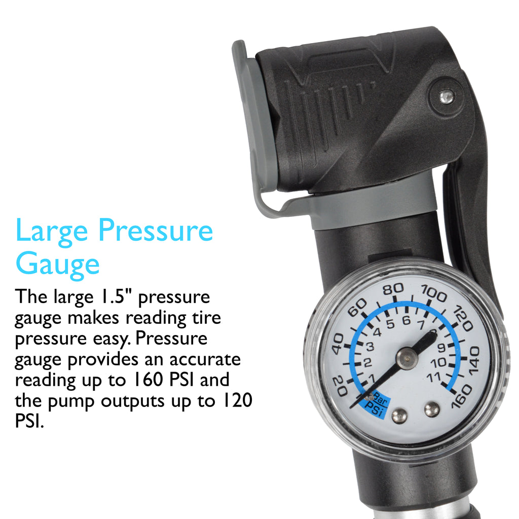 Lumintrail Mini Bike Pump 120 PSI Frame Mount Pump, Presta & Schrader