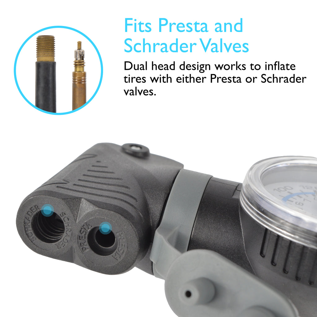 Lumintrail Mini Bike Pump 120 PSI Frame Mount Pump, Presta & Schrader