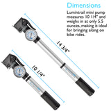 Lumintrail Mini Bike Pump 120 PSI Frame Mount Pump, Presta & Schrader Valve