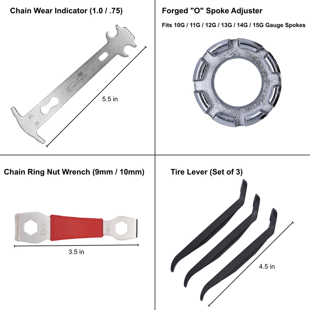 Kits d'outils de réparation de montagne, de saleté et de vélo de route  Lumintrail 38 pièces - Kit d'outils d'entretien de vélo avec étui de