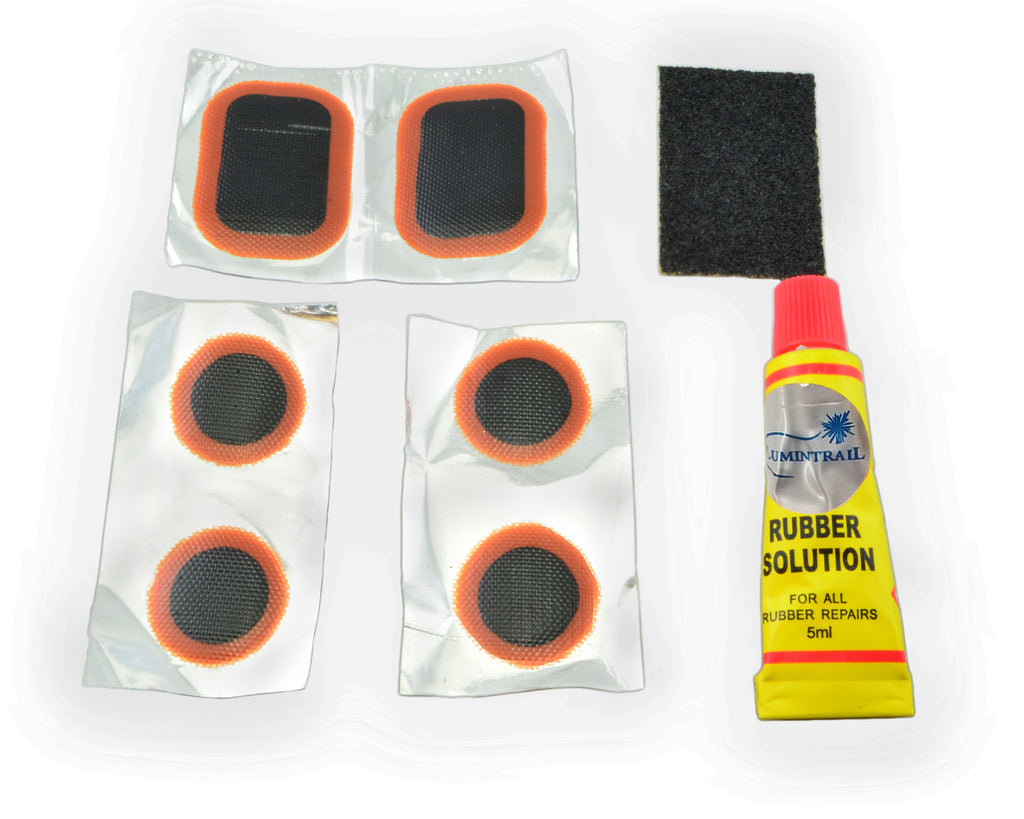 21116 Rubber Patch Kit, (Pack of 4), Includes: (3) 1 inch x 1 inch, (1) 2 inch x 3 inch patches,1 Buffer and 1 Tube Rubber Cement by Custom
