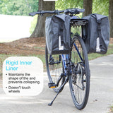 Waterproof Double Pannier Bike Bags 46L Bag Capacity for Rear Bicycle Rack, Carrying Handle, Safety Reflective Strips