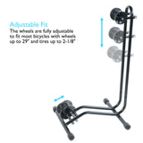 Bicycle Floor Parking Rack Stand for Mountain and Road Bike, Adjustable Fit Up To 29" Wheels with Tire Width Up To 2.25", Push-On Design, Rubber Feet For Non-Slip