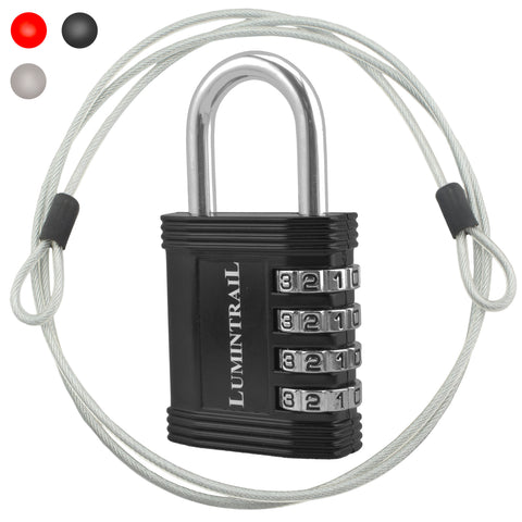 Padlock with Steel Security Cable and Set-Your-Own Combination