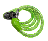 Bike Lock 5 Digit Combination with 12mm Self Coiling Green Steel Cable 