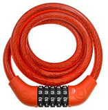 Bike Lock - Combination with 12mm Self Coiling Red Steel Cable