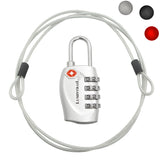 TSA Approved Combination Travel Luggage Lock w/ 4ft Cable for Suitcase