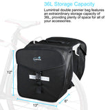 Bike 36L Double Panniers - Saddle Bags for Rear Rack Bicycles with Safety Reflective Strips, and Carrying Handle - Perfect for Grocery Shopping, Easy Commuting and Long Cycling Trips
